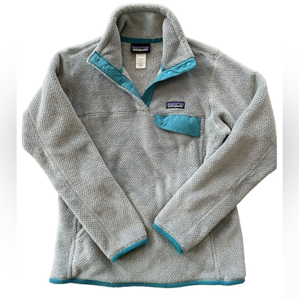 Patagonia Women's Re-Tool Snap-T Fleece Pullover Small Gray/Teal